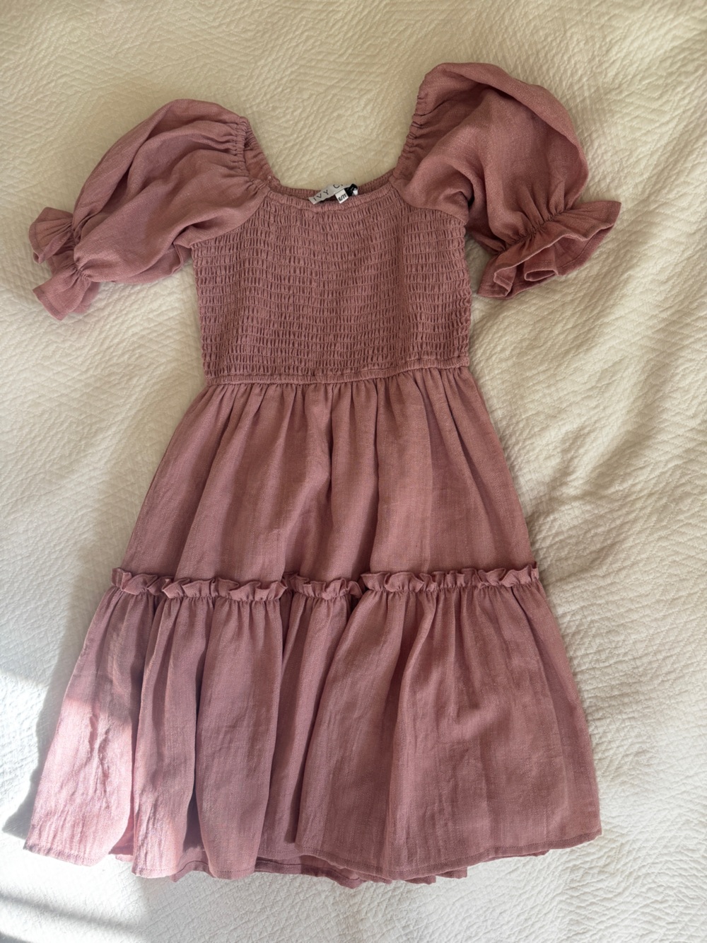 Ivy City Co Dusty Rose Smocked Tiered Dress